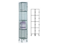 Wire mesh locker 4 compartments, nest 2, 305mm D