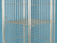 Wire formed shelf for nestable roll containers