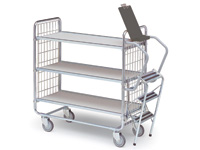 Light duty step trolley with 3 shelves 750 x 425