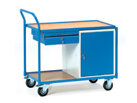 Workshop trolley 250 kg with 2 shelves & cupboard