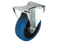 Blue rubber castor 100mmD, fixed