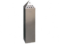 Pyramid top tower cigarette bin, stainless steel