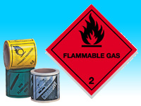 Roll of hazard diamonds - Flammable Gas