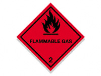 Flammable Gas Hazard Warning Diamond, 100mm