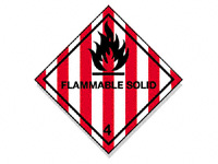 Flammable Solid Hazard Warning Diamond, 100mm