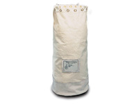 Canvas reinforced base mail sack with label holder