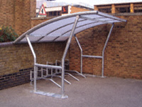 Cambridge Cycle Shelter main bay, plastisol roof