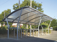 Cambridge Cycle Shelter extn bay, plastisol roof