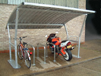 Cambridge bike shelter, galvanised, flanged legs