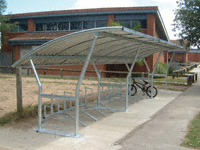 Cambridge bike shelter ext, galv, flanged legs