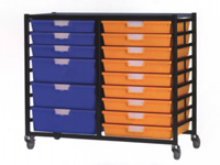 Extra wide tray rack shelving system, mid level
