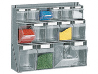 Bench dispenser complete with Practibox tilt boxes
