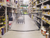 Nylon mesh aisle blockade, 3353 - 3962mm wide