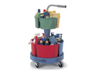 Carousel Janitorial Cart, colour coded