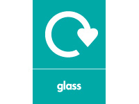 Glass recycling sign, self-adhesive