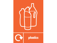 Plastics recycling sign, self-adhesive