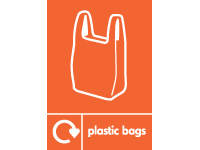 Plastic bags recycling sign, self-adhesive