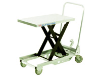 Mobile single scissor lift table (aluminium) 150kg