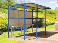 Smoking Shelter, steel back panels, clear sides