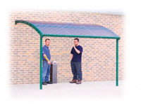 Wall mounted smoking shelter for 6-8 smokers