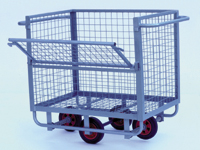 Wire mesh Box Truck, angle frame, half hinged side
